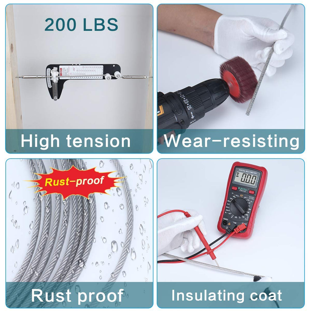 165 Feet Vinyl Coated Galvanized Steel Aircraft Cable for Railing Decking Stair Balustrade DIY Q30617