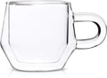 Clear 4Oz Double Walled Glass Espresso Cups with Handles D24058