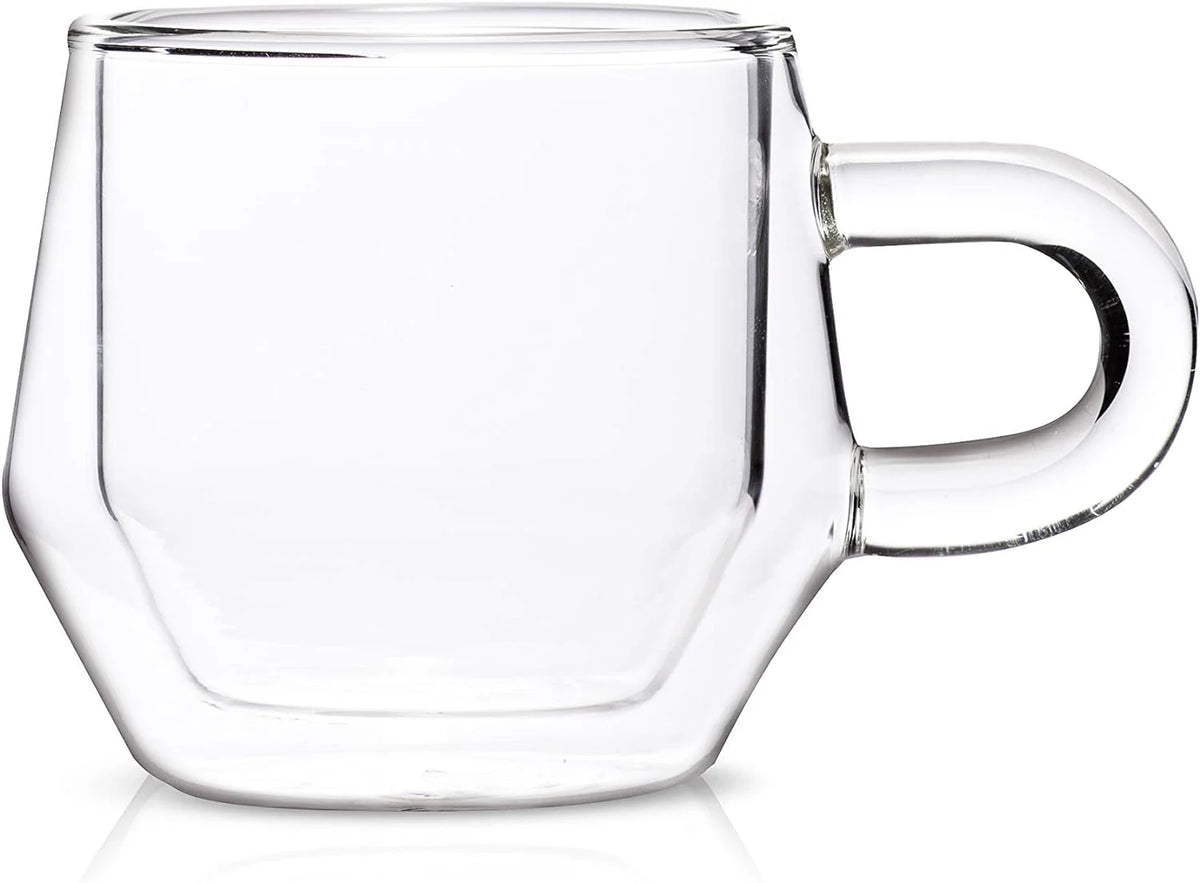 Clear 4Oz Double Walled Glass Espresso Cups with Handles D24058