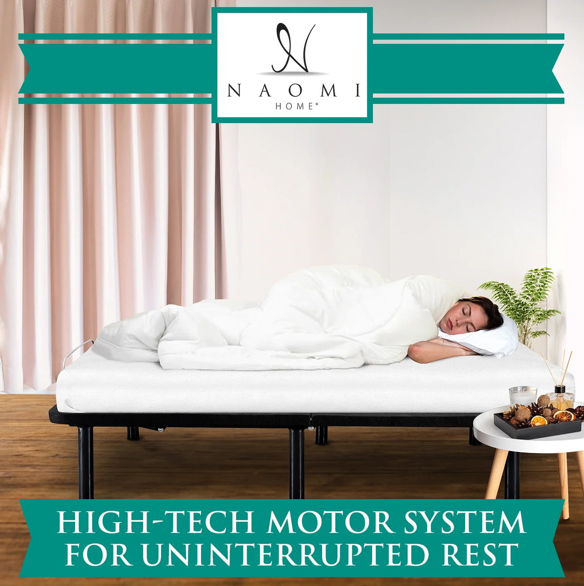 Twin XL Black Adjustable Bed Frame with Remote C34693