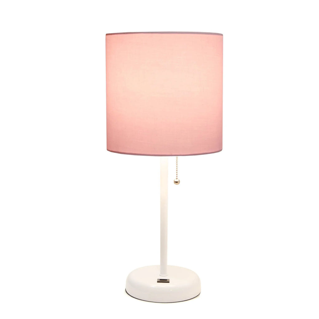 White Stick Lamp with Fabric Shade D54004
