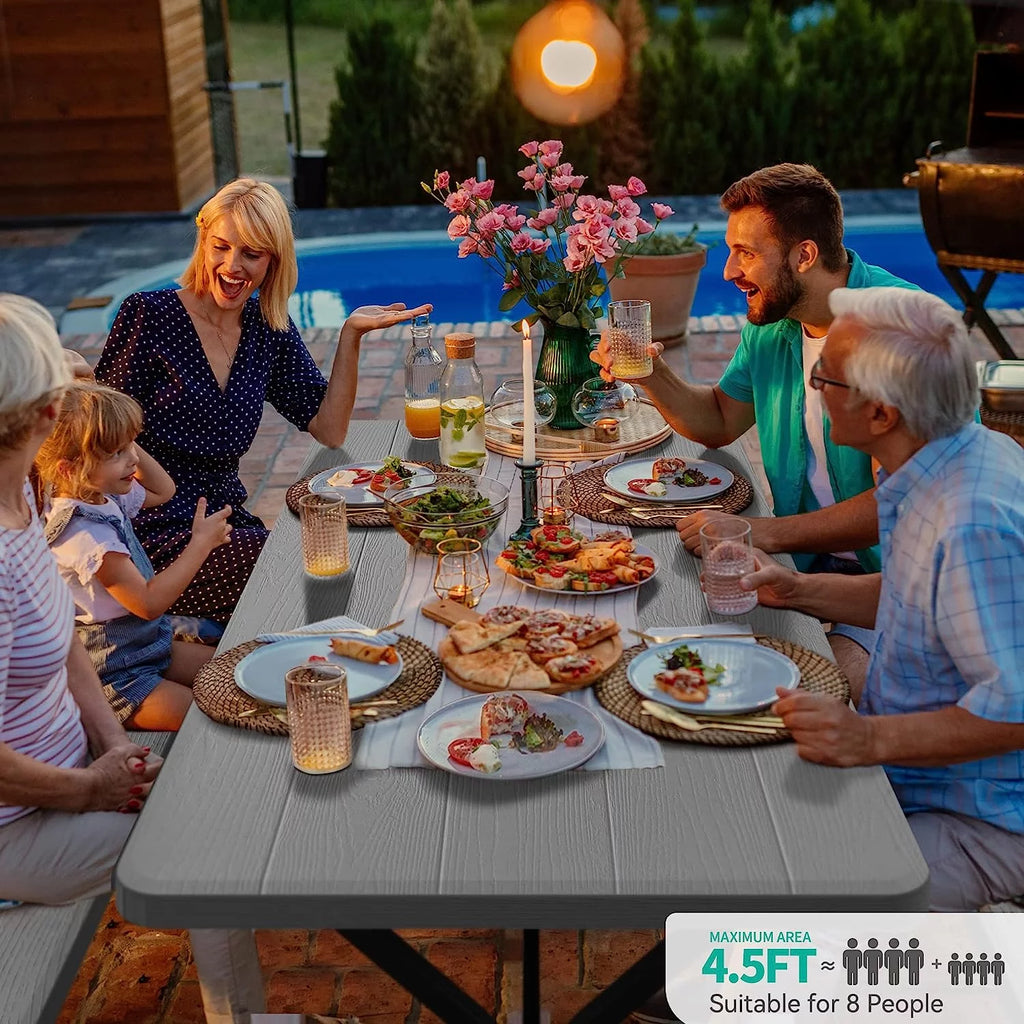 Light Gray Heavy-Duty Outdoor Picnic Table Set R767168
