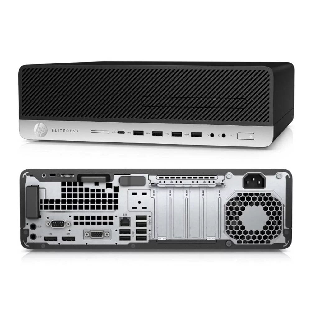 Restored HP ProDesk 800 G3 Desktop Computer, Intel i5 CPU, 240GB SSD, 16GB RAM, Dual 19" LCD Monitors with Windows 10 Pro Q90590