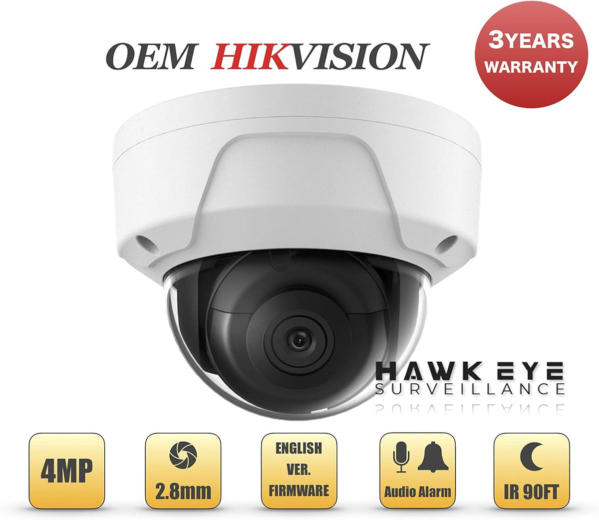 4MP PoE Security IP Camera Mini Dome Wide Angle 2.8mm Lens T582511