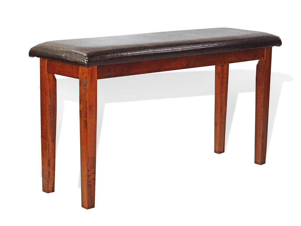 5 Pcs Rectangular Table 3 Wooden Chairs Bench Medium Brown I505