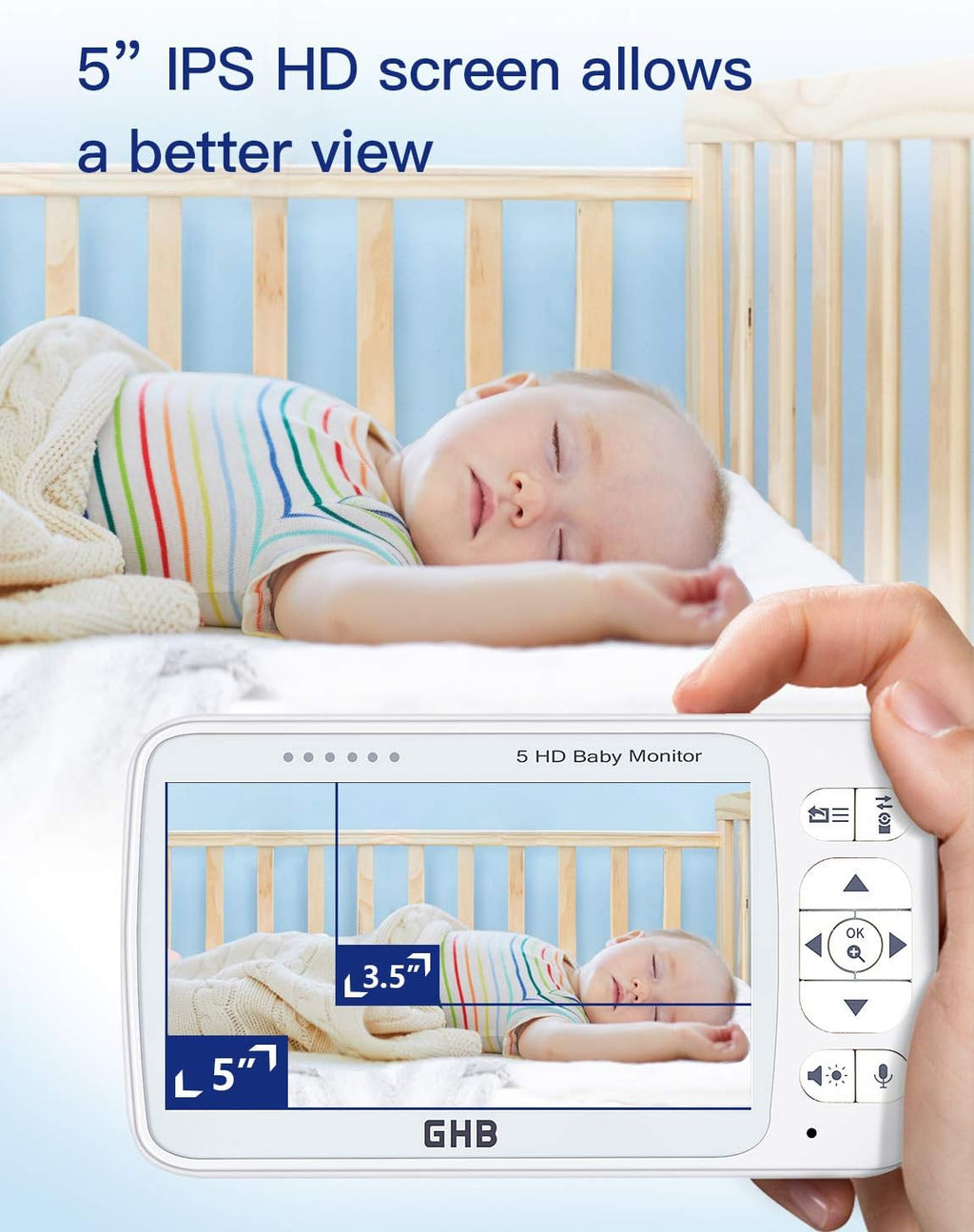Baby Monitor with Camera and Audio 5 HD 720P Night Vision Temperature Sensor O248