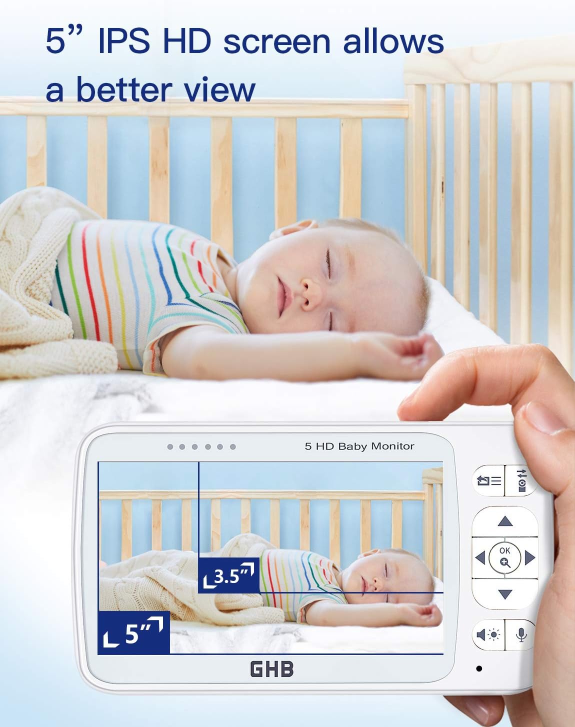 Baby Monitor with Camera and Audio 5 HD 720P Night Vision Temperature Sensor O248