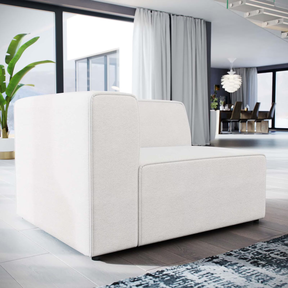 White Left-Facing Fabric Sofa M52498
