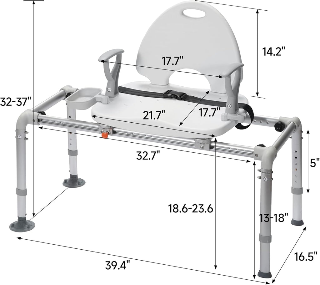 Heavy Duty Sliding Transfer Bench Bathtub Shower Chair with Non-Slip Suction Cup B81974