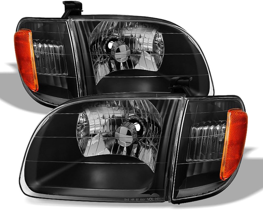 Blk Headlights Headlamp Driver + Passenger Side Z605