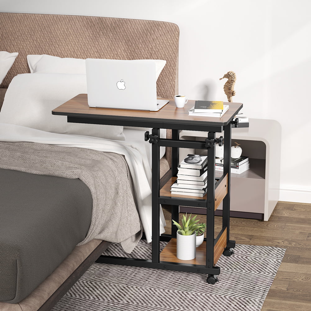 Mobile Couch Table with Storage Shelves and Wheels S64488