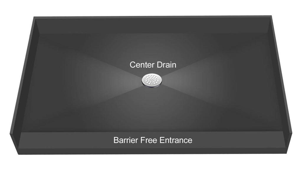 Polished Chrome Rectangular Barrier Free Shower Base with Center Drain J23004
