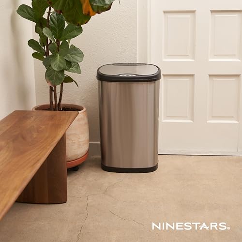 Automatic Touchless Motion Sensor Semi-Round Trash Can/Recycler, 18.5 Gal. 70 L., Stainless Steel U96636