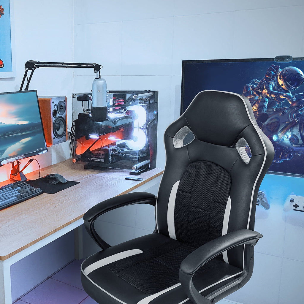 High-Back PU Leather Ergonomic Computer Chair with Lumbar Support Q3709