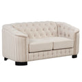 64" Beige Velvet Upholstered Loveseat Sofa B58187