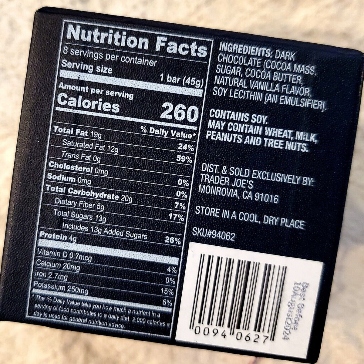 8 Dark Cacao Bars X96322