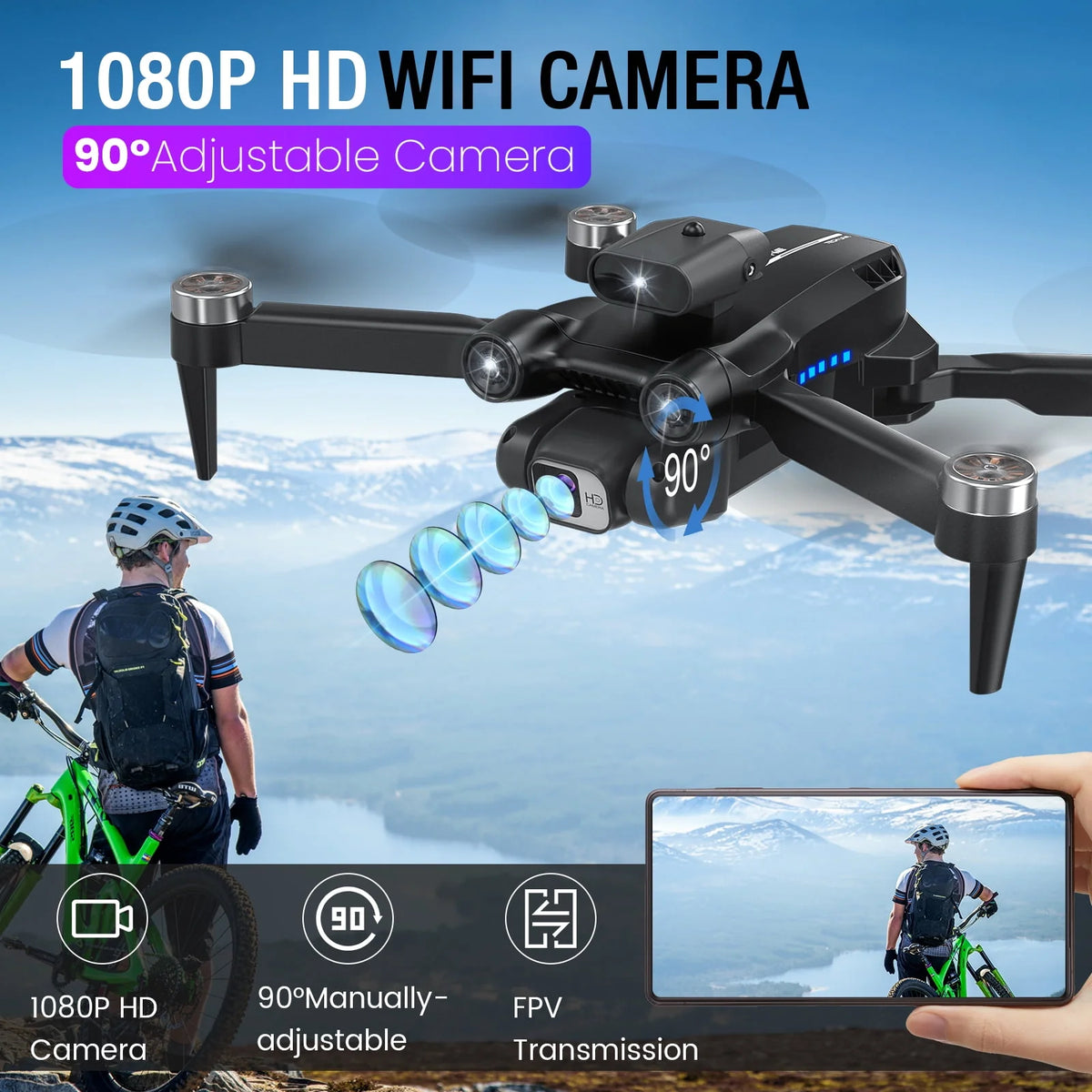 4K Camera Foldable Black Drone O951399