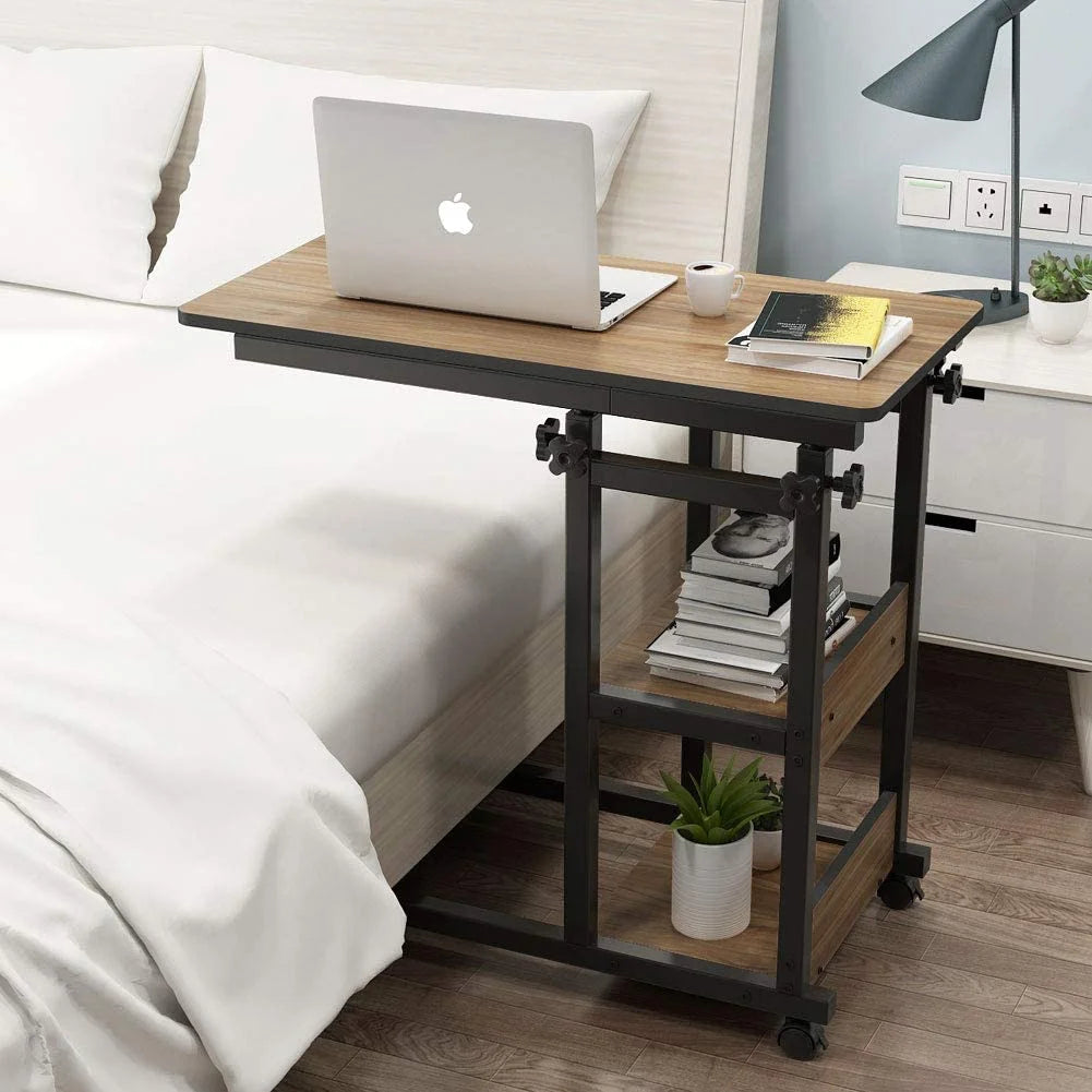 Mobile Couch Table with Storage Shelves and Wheels S64488