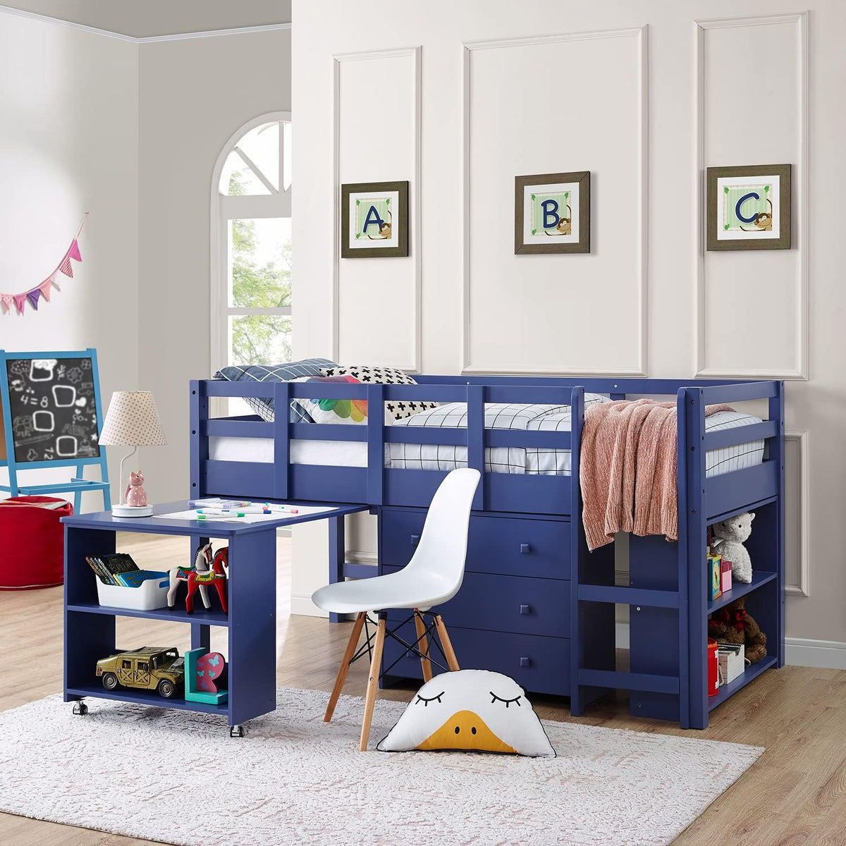 Twin Size Espresso Loft Bed with Desk and Storage V30949