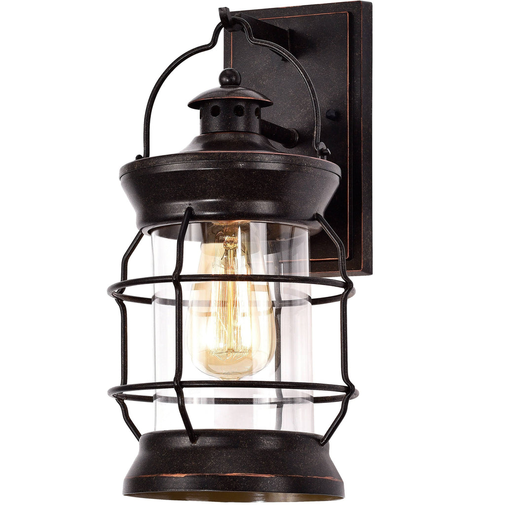 1-Light Oil Rubbed Bronze Outdoor Wall Lantern Sconce with Clear Glass L89360
