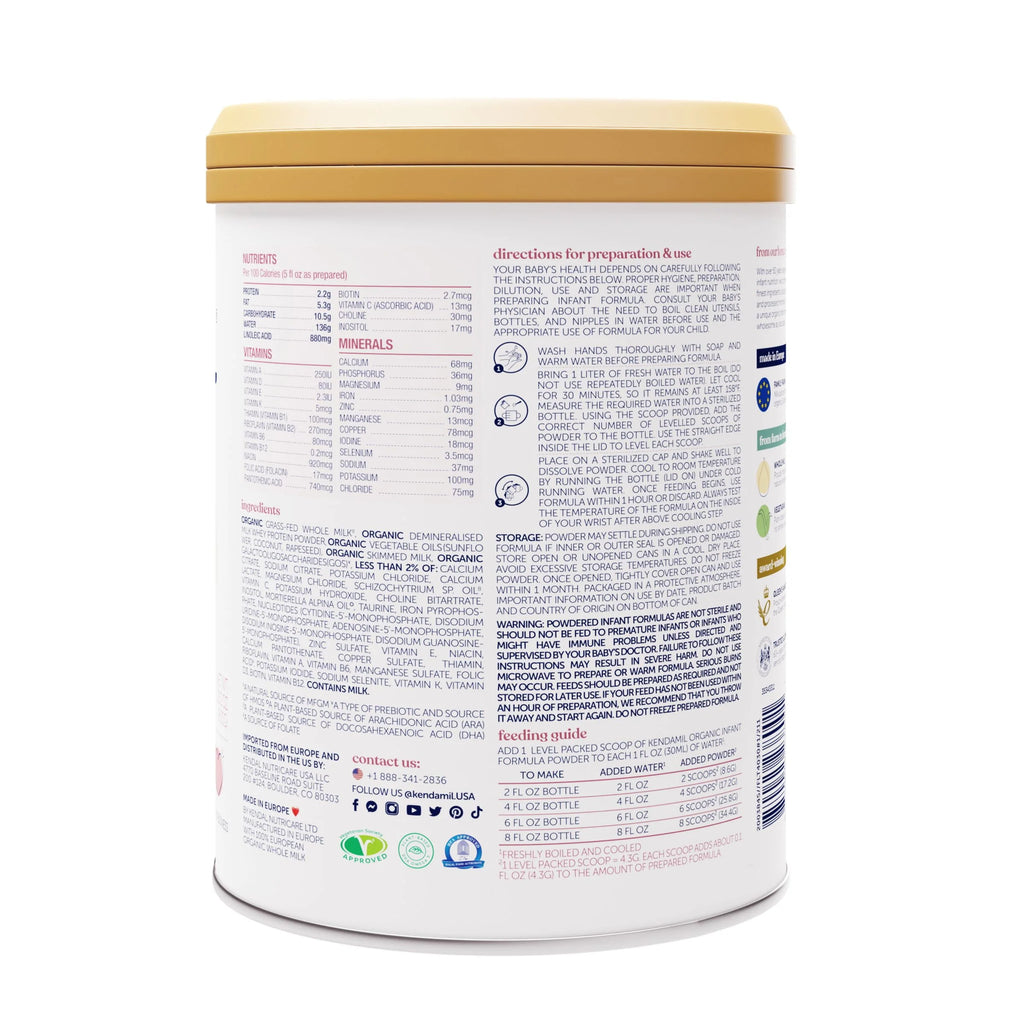 Organic Whole Milk Baby Formula Powder with DHA, 28.2oz N6027