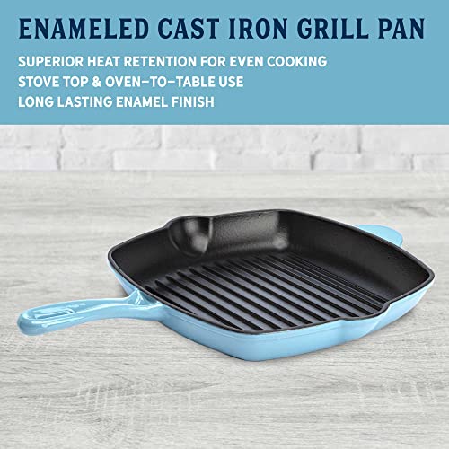 Enameled Cast Iron Square Griddle Grill Pan, 11-Inch, Cream E438713