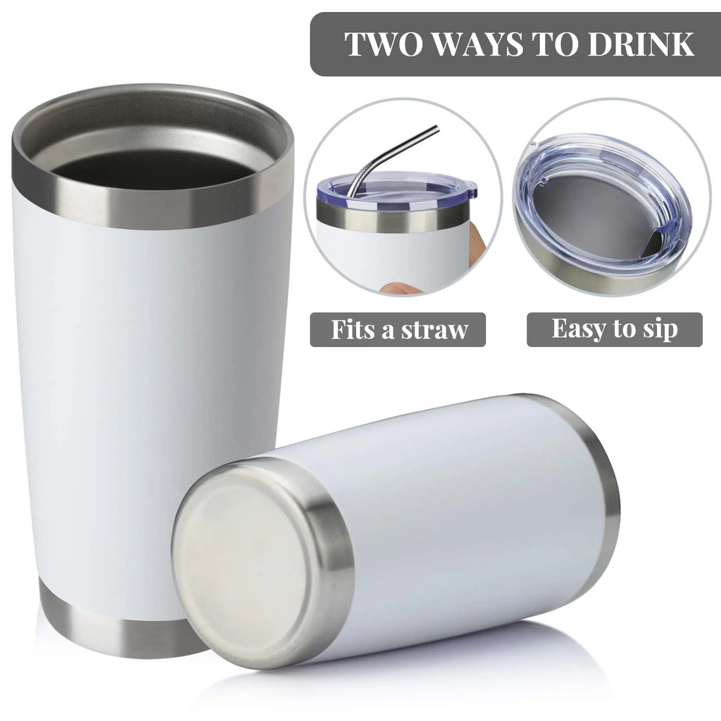 20oz Double Wall Vacuum Insulated Stainless Steel Tumbler 8 Pack with Lid and Straw O1165