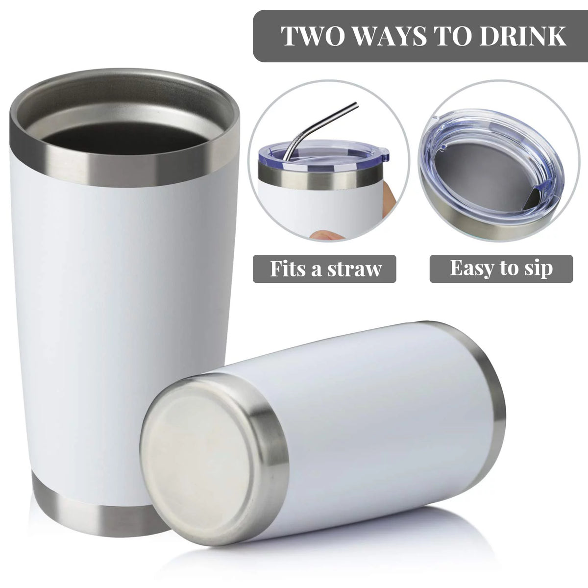 20oz Double Wall Vacuum Insulated Stainless Steel Tumbler 8 Pack with Lid and Straw O1165