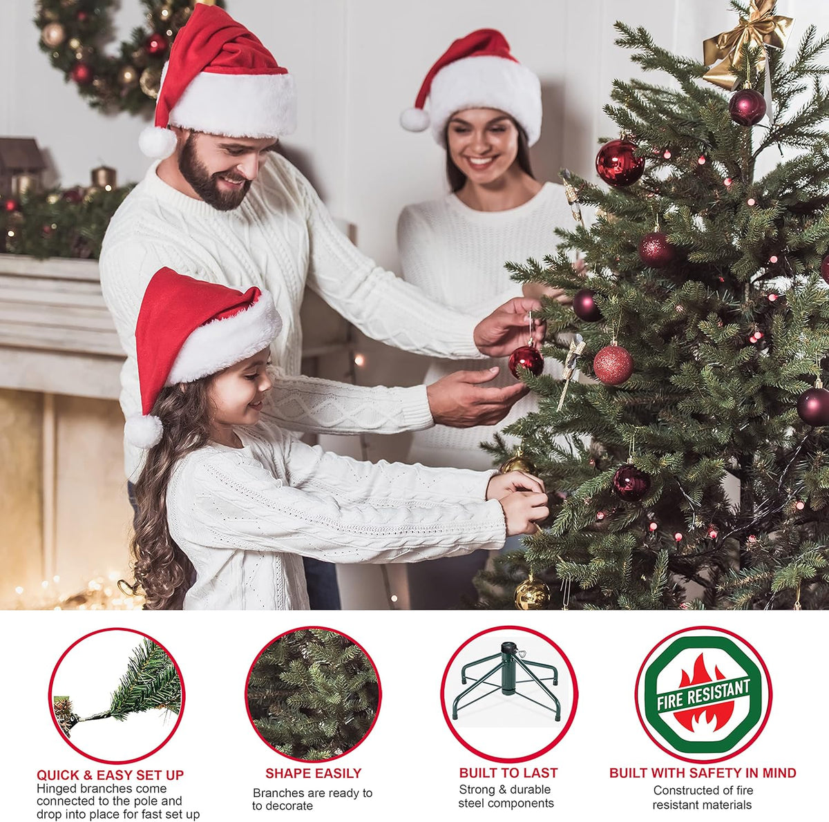 7.5 Foot Pre-Lit Slim Fraser Fir Artificial Christmas Tree with 500 Clear Lights, Green Z128