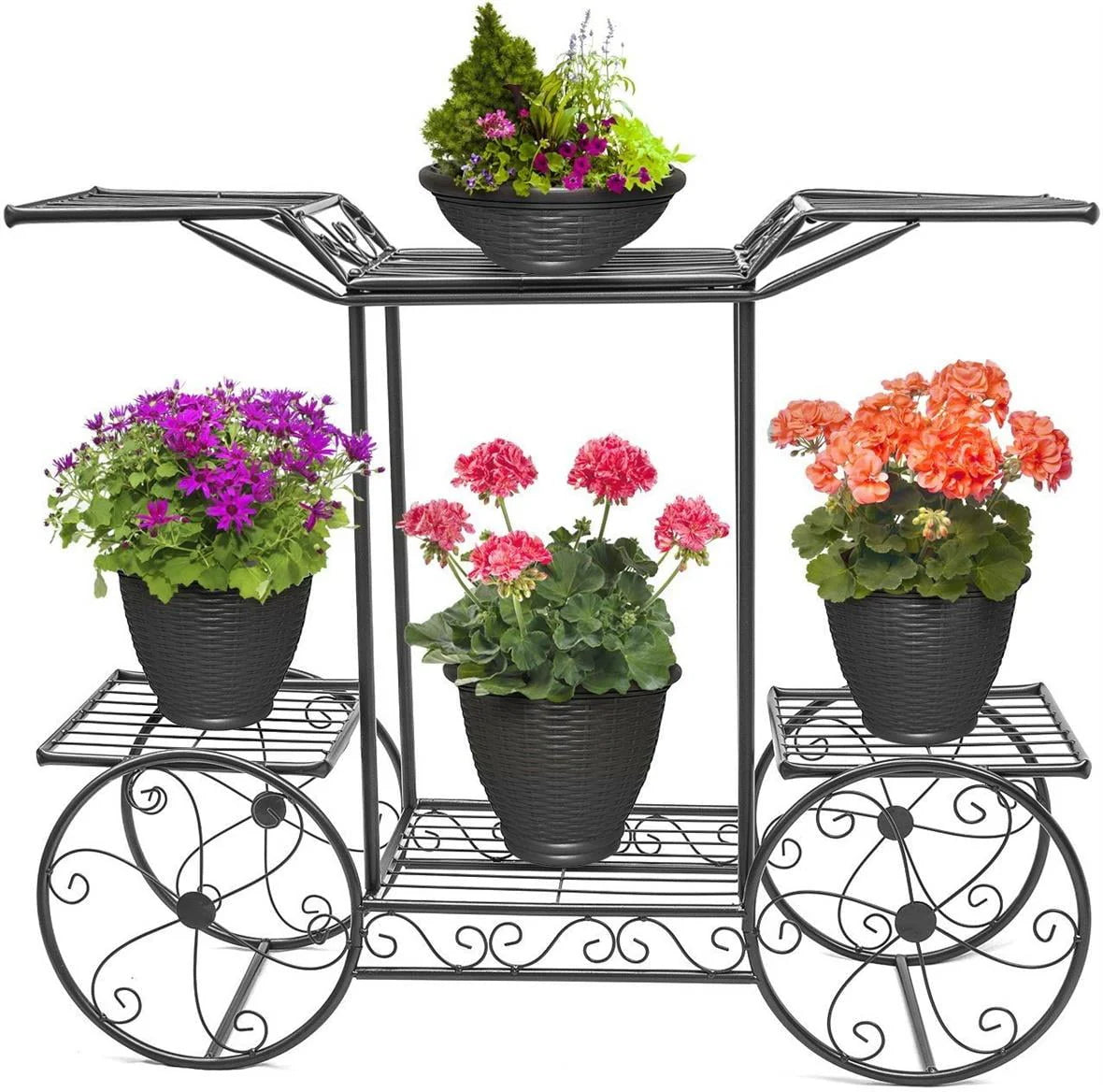 6-Tier Black Metal Plant Stand Y864786