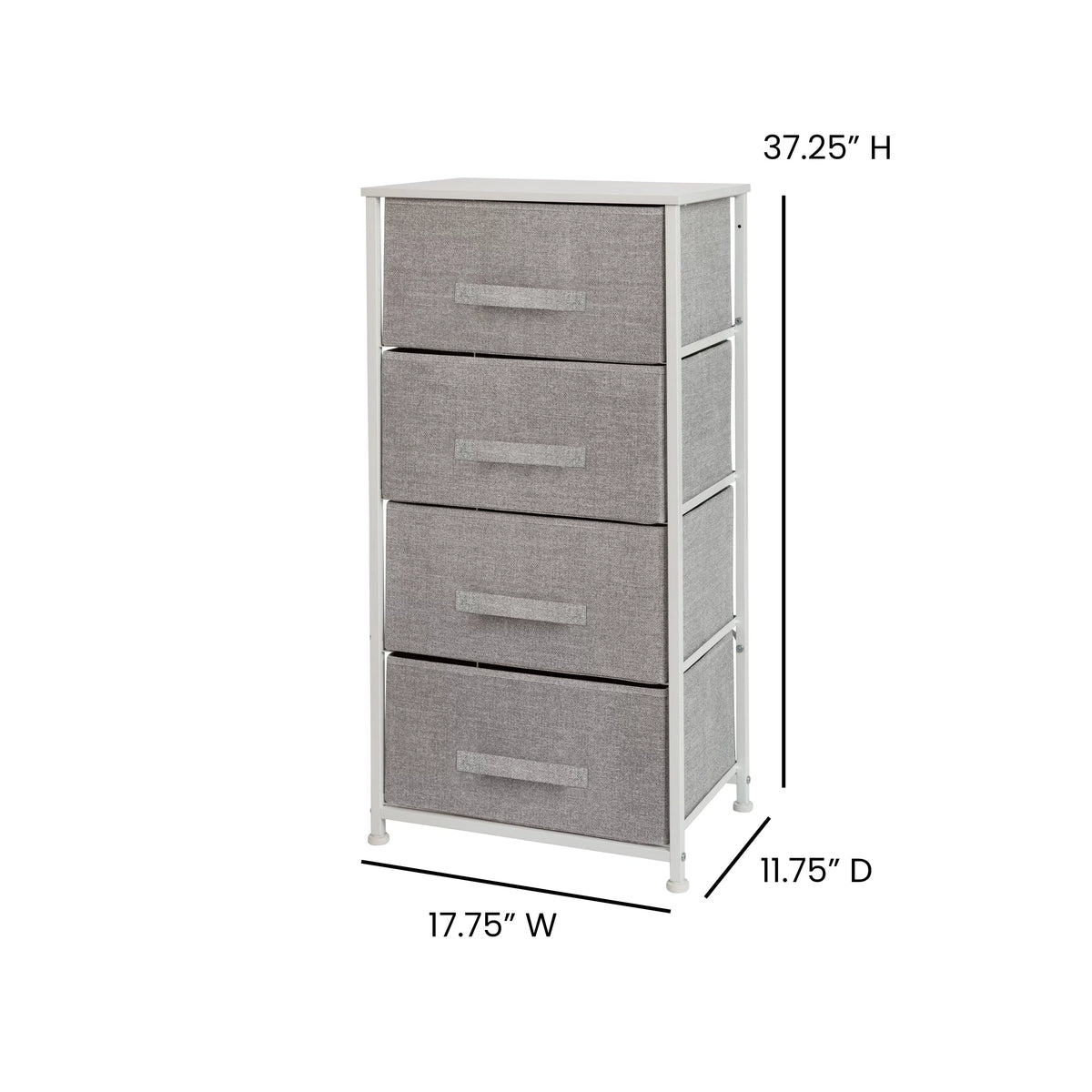 White 4 Drawer Fabric Storage Dresser D385
