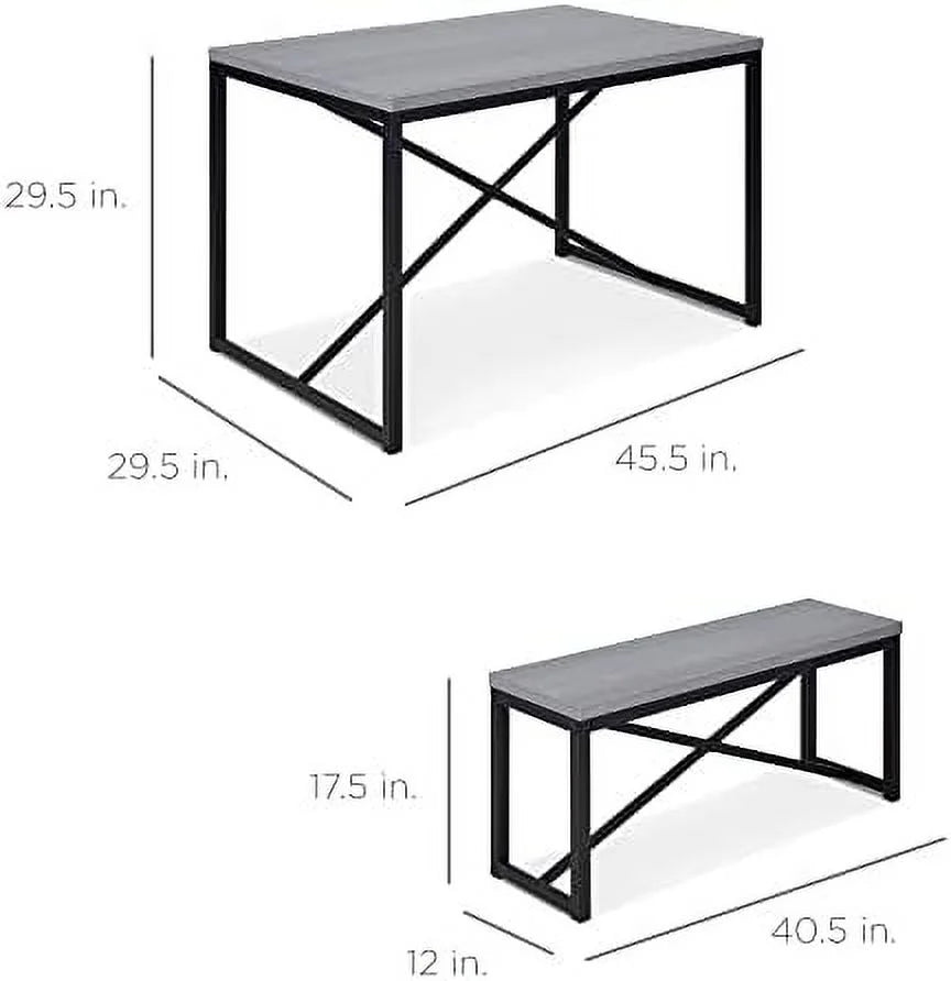 3-Piece Bench Style Dining Set 4-Person Brown/Black E21734