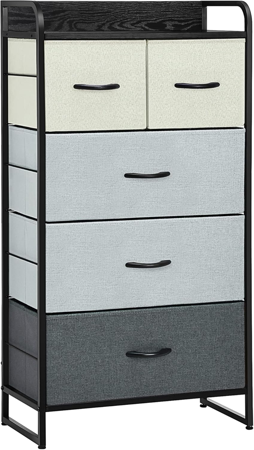 5 Drawer Tall Fabric Dresser with Steel Frame Y237