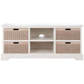 4 Drawer Distressed White Media Stand T5798