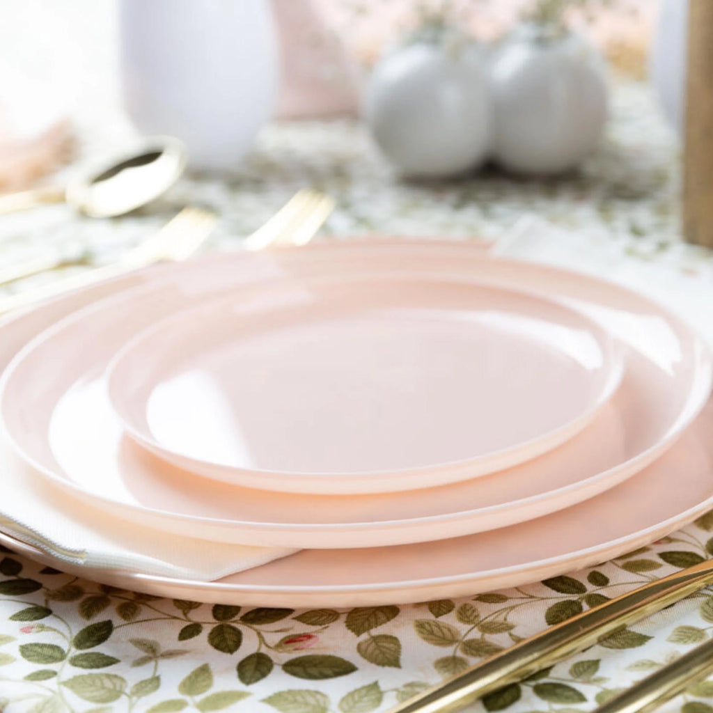 10.6" Round Pink Disposable Plastic Plates (90 Pack) N301467