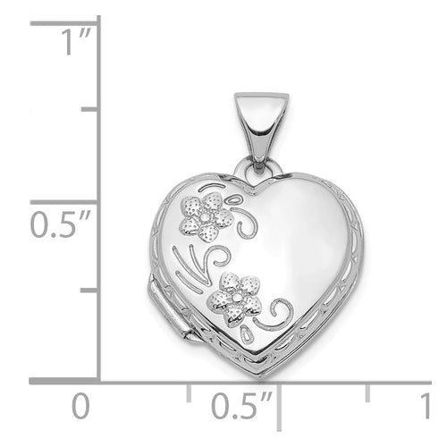 14k White Gold Polished 15mm Photo Locket Pendant Necklace V71878
