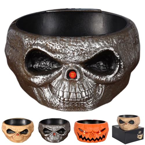 Light up Halloween Candy Skull Bowl with Movable Skeleton Hand B27630