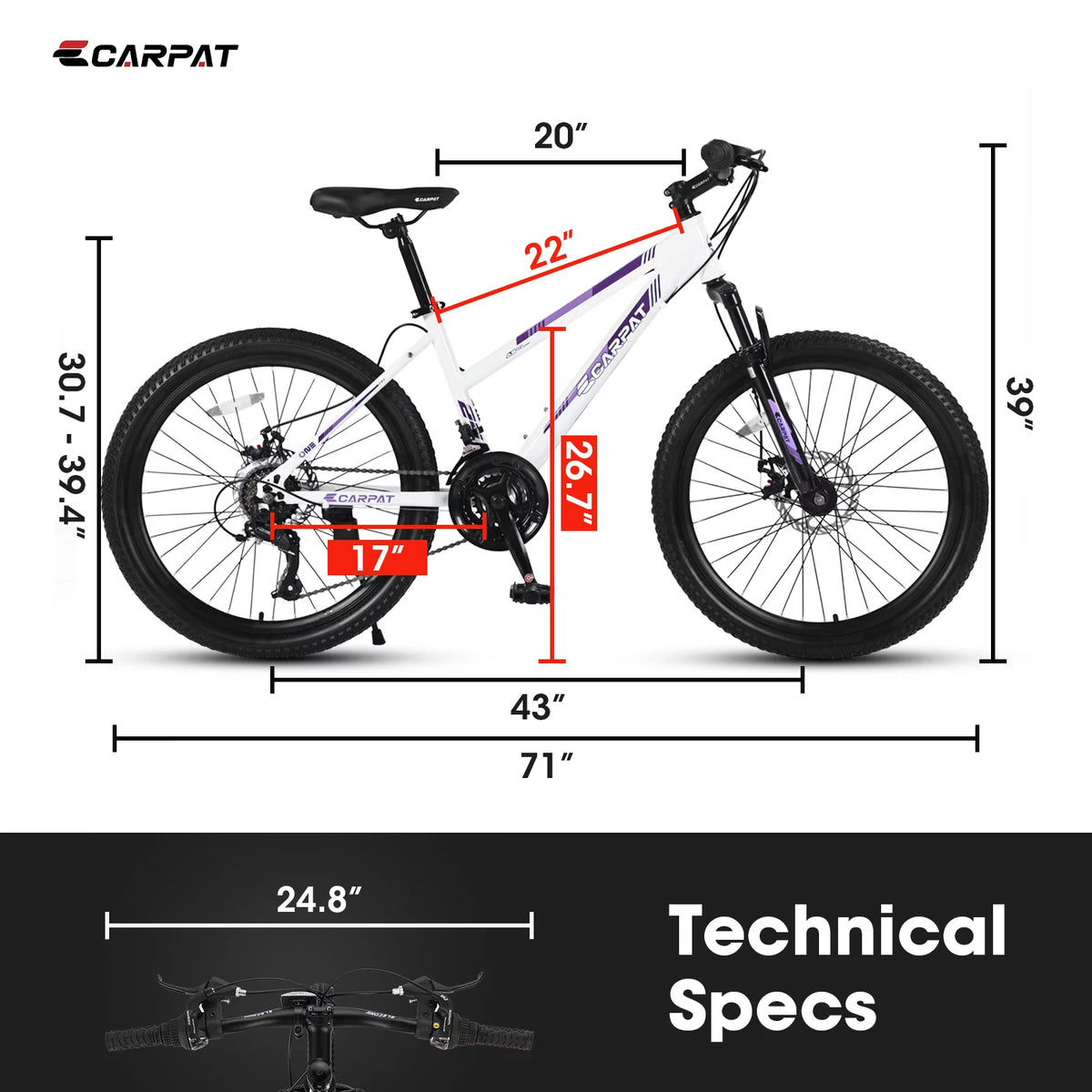 26 inch White Disc Brakes Mountain Bike H3190