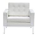 White Leather Upholstered Arm Lounge Chair G17822