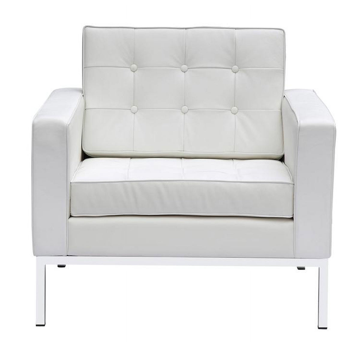 White Leather Upholstered Arm Lounge Chair G17822