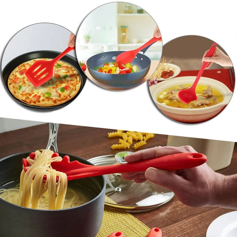 10 Pc Silicone Kitchen Cooking Utensils Set (Red) G77409