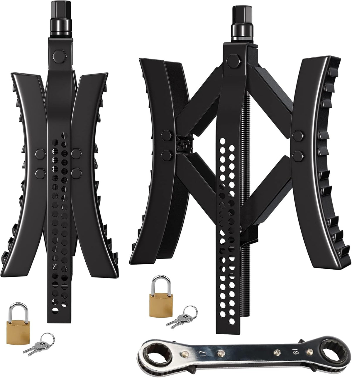 Black Metal Wheel Chock Stabilizer 2 Packs C812189