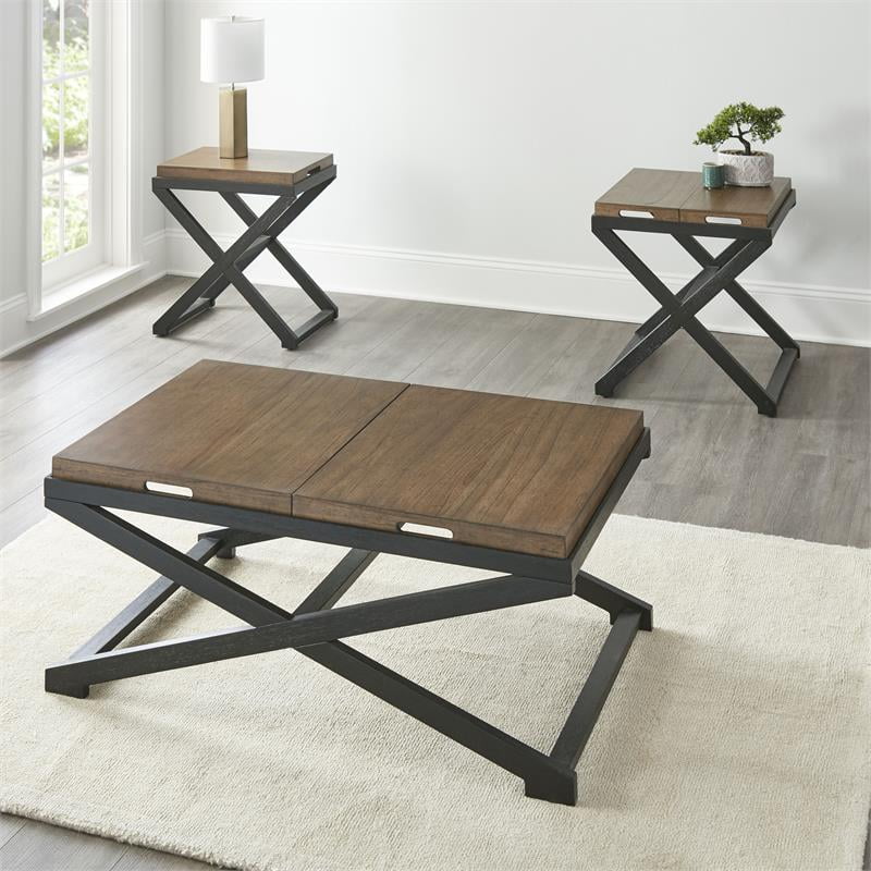Walnut and Ebony Solid Wood End Table Q702271