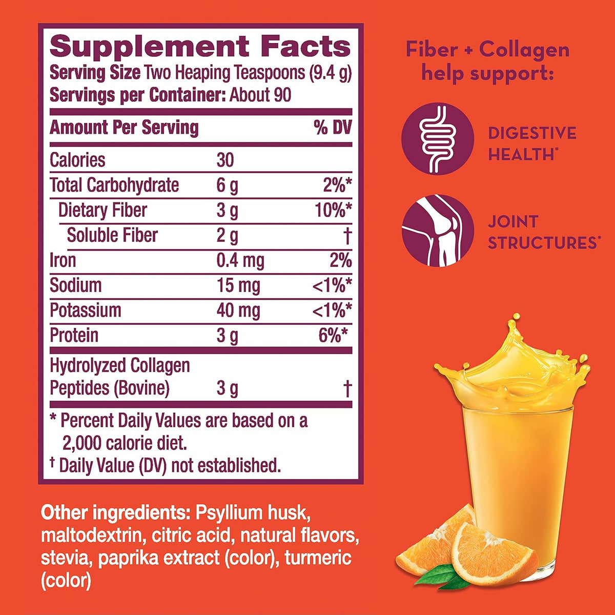 90 Doses Orange Flavored Psyllium Husk Fiber Powder O14097