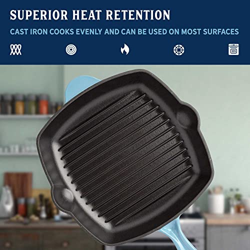 Enameled Cast Iron Square Griddle Grill Pan, 11-Inch, Cream E438713