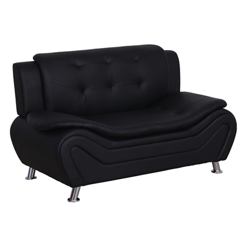 3-Piece Faux Leather Loveseat and 2 Club Chairs in Black U33107