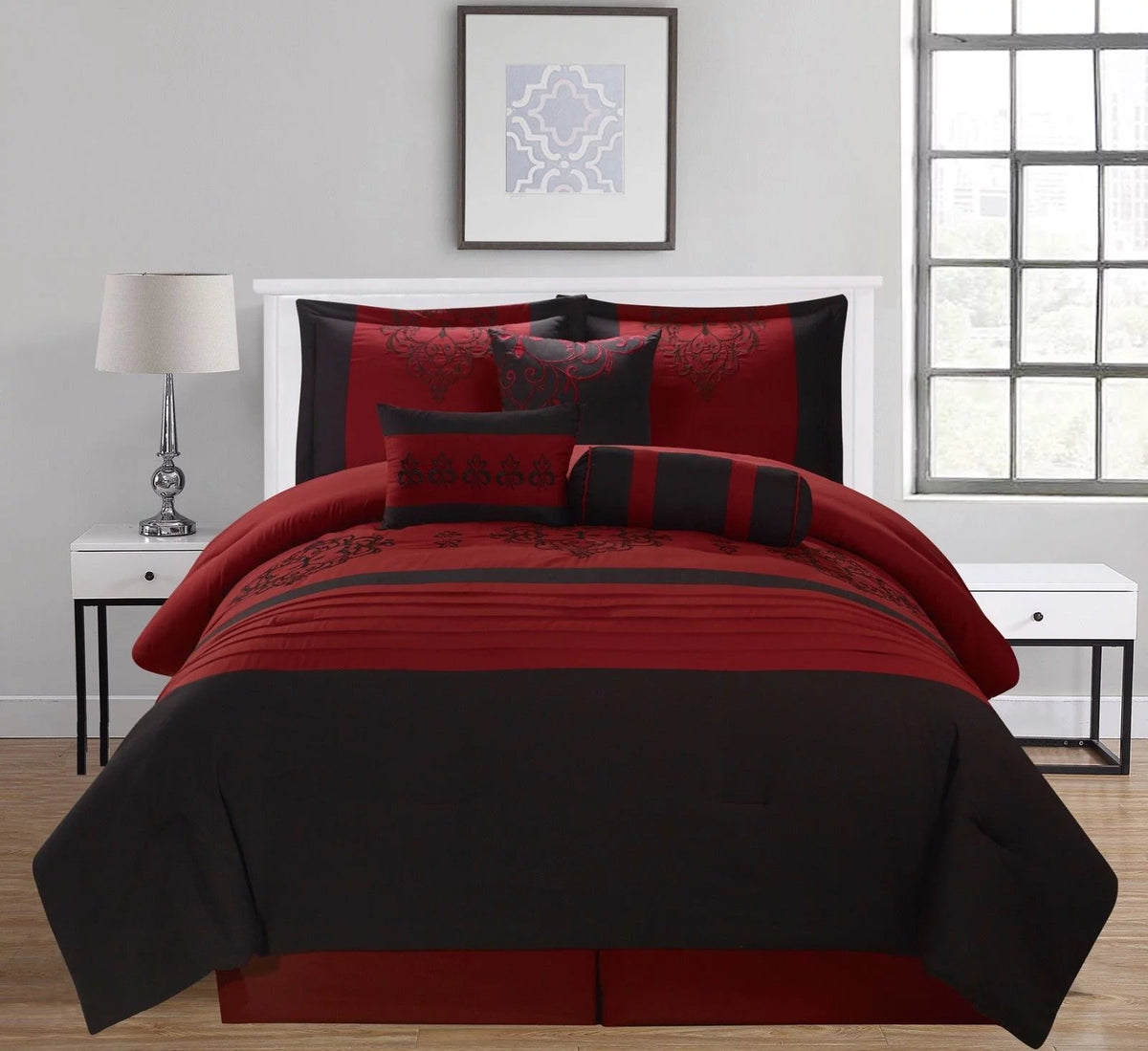 Extra Soft Oversized Embroidered 8PC King Size Comforter Set J16447