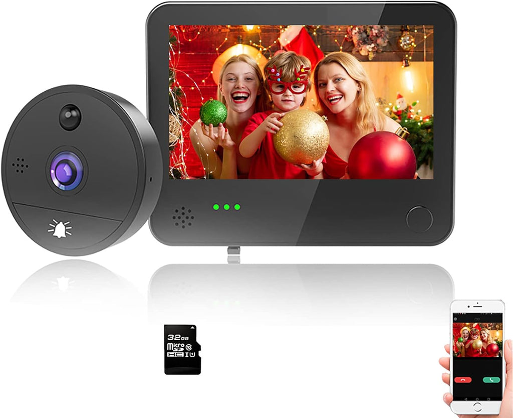 1080P WiFi Video Doorbell Peephole Camera 4.3 Inch Motion Detection D46348