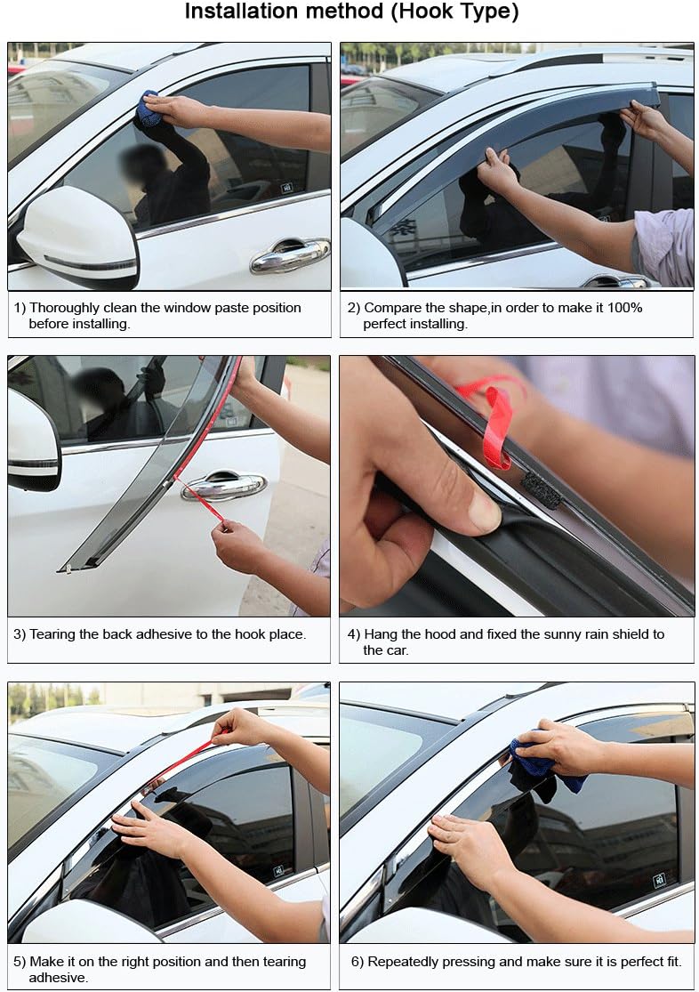 Car Window Visor Vent Shade Deflector Sun Rain Guards Q309