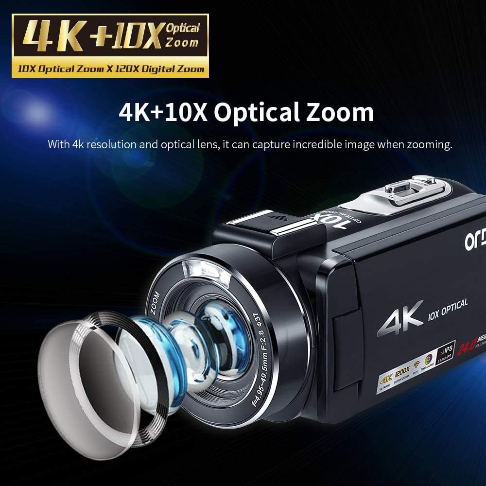 4K Video Camera Camcorder with Microphone and 32GB SD Card H707